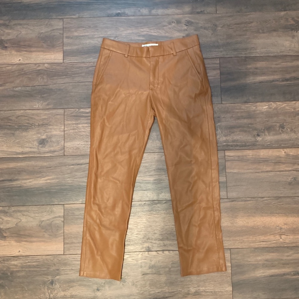 Zara, Brown Leather Pants, Size 6